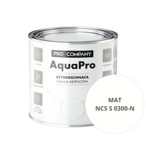 Szybkoschnąca uniwersalna emalia akrylowa Aqua Pro Biel Naturalna MAT NCS S 0300-N 0,8L