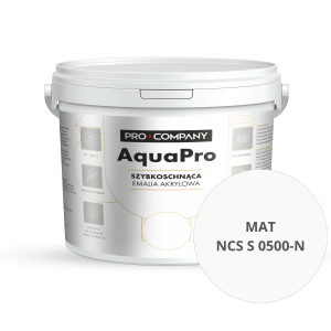 Szybkoschnąca uniwersalna emalia akrylowa Aqua Pro Bardzo Jasny Szary MAT NCS S 0500-N 10L