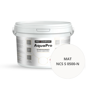 Szybkoschnąca uniwersalna emalia akrylowa Aqua Pro Bardzo Jasny Szary MAT NCS S 0500-N 3L