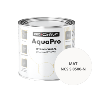 Szybkoschnąca uniwersalna emalia akrylowa Aqua Pro Bardzo Jasny Szary MAT NCS S 0500-N 0,8L