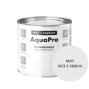 Szybkoschnąca uniwersalna emalia akrylowa Aqua Pro Jasny Szary MAT NCS S 1000-N 0,8L