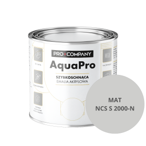 Szybkoschnąca uniwersalna emalia akrylowa Aqua Pro Średni Szary MAT NCS S 2000-N 0,8L