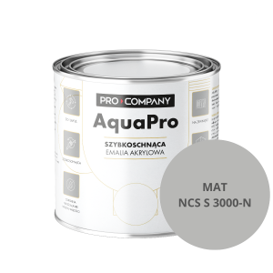 Szybkoschnąca uniwersalna emalia akrylowa Aqua Pro Ciemny Szary MAT NCS S 3000-N 0,8L