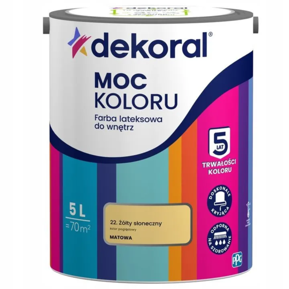 Farba lateksowa Dekoral Moc Koloru żółty słoneczny 5L