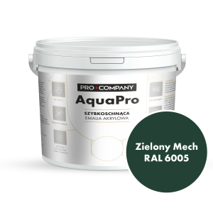 Szybkoschnąca uniwersalna emalia akrylowa Aqua Pro Zielony Mech RAL 6005 4,5L
