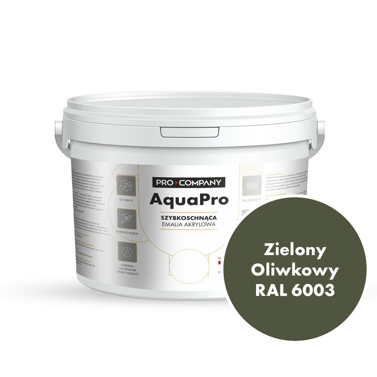 Szybkoschnąca uniwersalna emalia akrylowa Aqua Pro Zielony Oliwkowy RAL 6003 2,7L