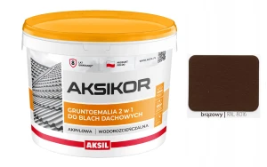 AKSIL Aksikor farba na dach 2w1 Brązowy RAL 8016 10L
