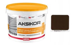 AKSIL Aksikor farba na dach 2w1 Brązowy RAL 8017 10L