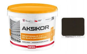 AKSIL Aksikor farba na dach 2w1 Brązowy RAL 8019 10L