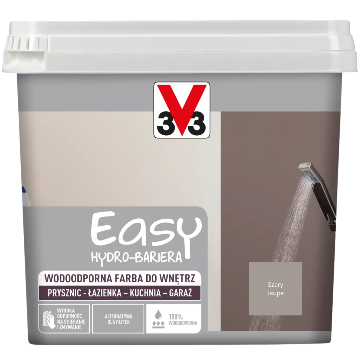 V33 Easy Hydro-Bariera Wodoodporna farba do wnętrz szary taupe satyna 0,75L