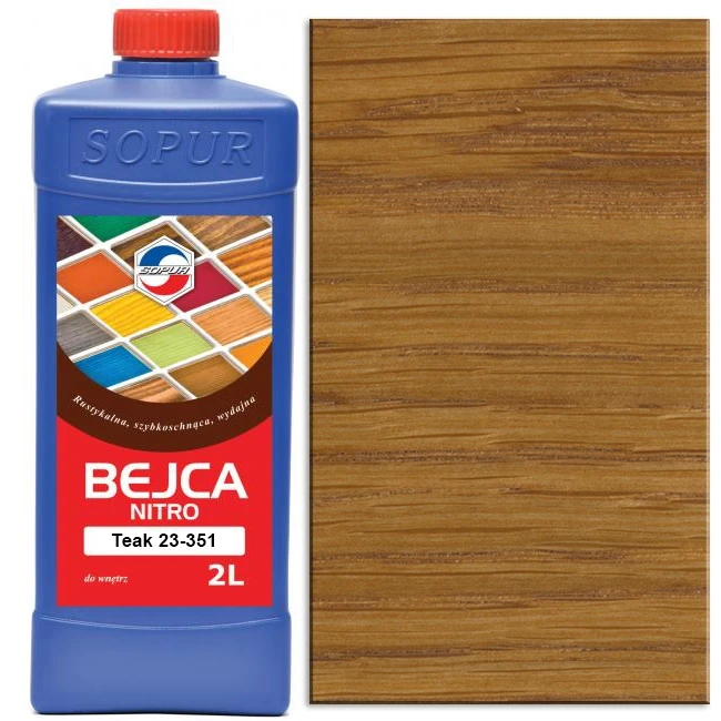 Szybkoschnąca bejca nitro do drewna SOPUR Teak 23-351 2L 