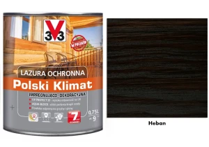 Lazura ochronna 7 lat Polski Klimat impregnująco-dekoracyjna V33 Heban 0,75l
