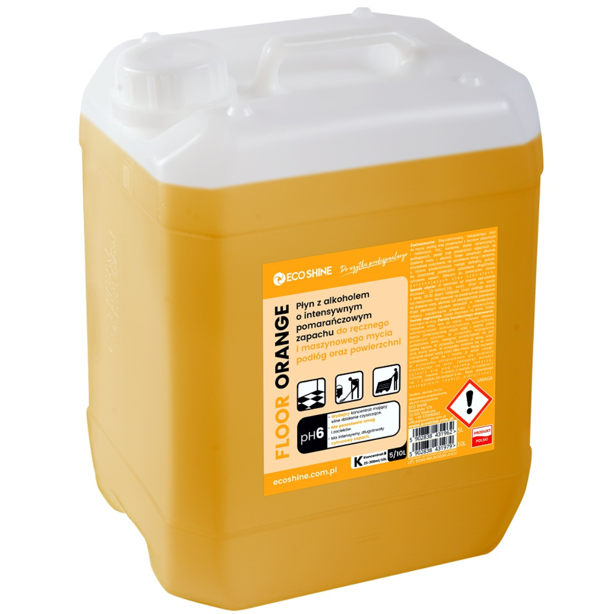 ECO SHINE FLOOR ORANGE Płyn do mycia podłóg  o zapachu pomarańczy 5L