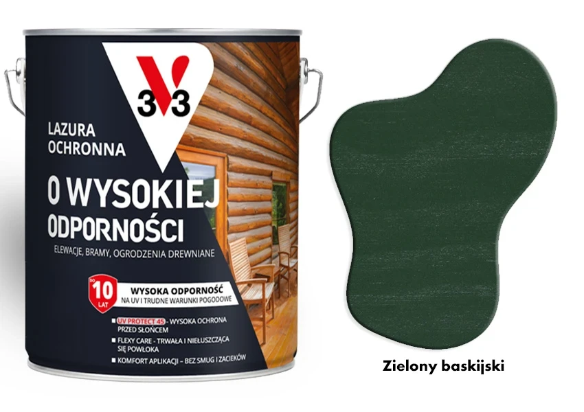 Lazura ochronna  10 lat o wysokiej odporności V33 Zielony 5L