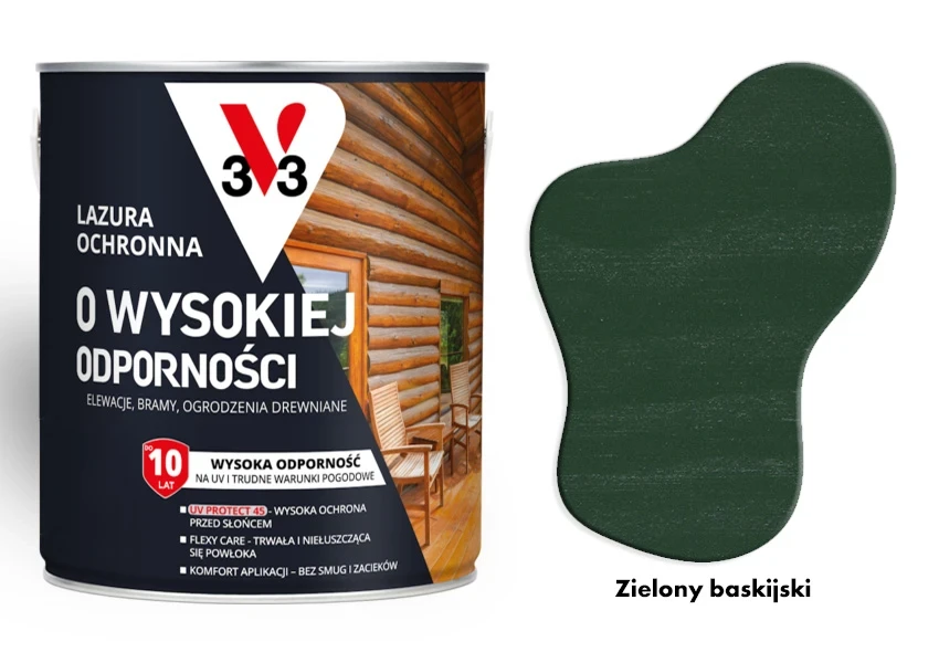 Lazura ochronna 10 lat o wysokiej odporności V33 Zielony 0,75L