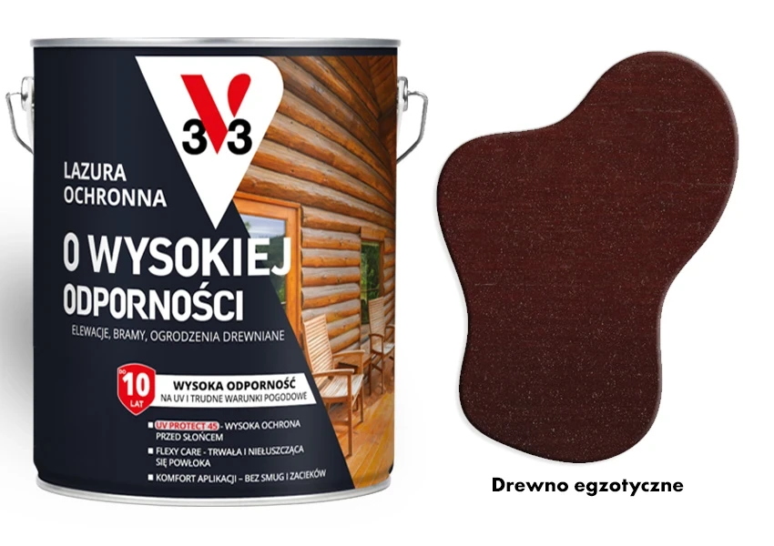 Lazura ochronna  10 lat o wysokiej odporności V33 Drewno egzotyczne 5L