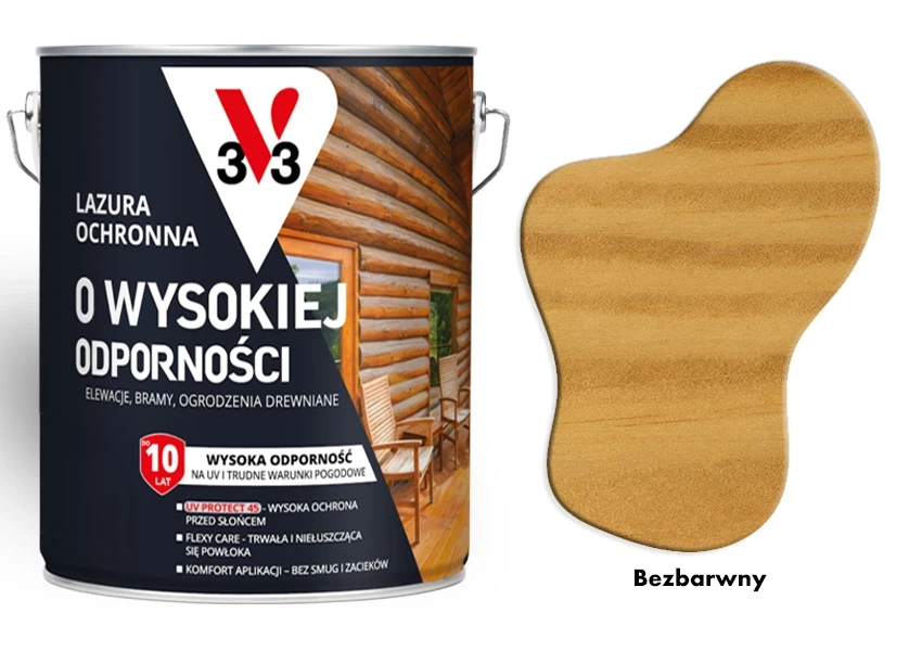 Lazura ochronna  10 lat o wysokej odporności V33 Bezbarwny 5L