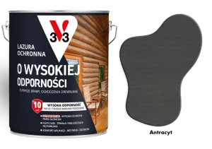 Lazura ochronna 10 lat o wysokiej odporności V33 Antracyt 5L