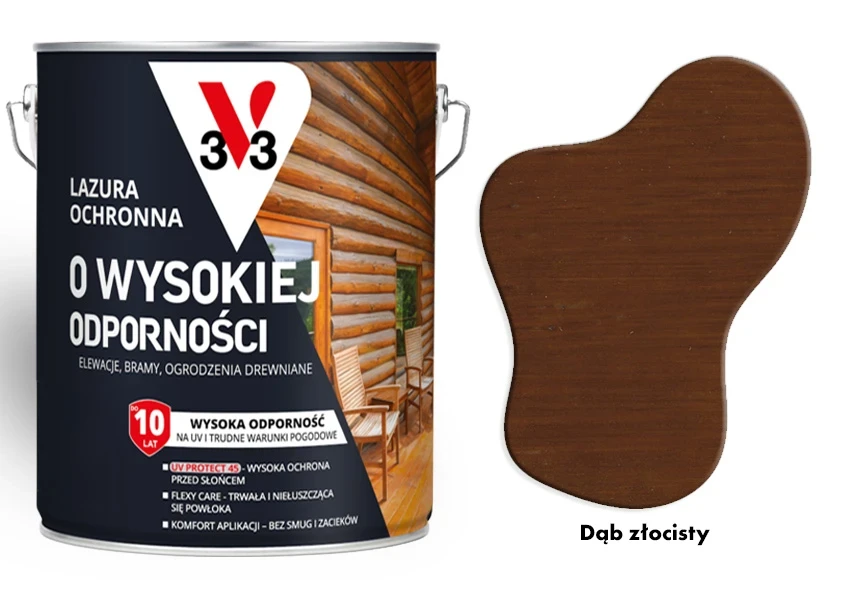 Lazura ochronna  10 lat o wysokiej odporności V33 Dąb złocisty 5L