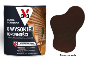 Lazura ochronna 10 lat o wysokiej odporności V33 Orzech ciemny 0,75L