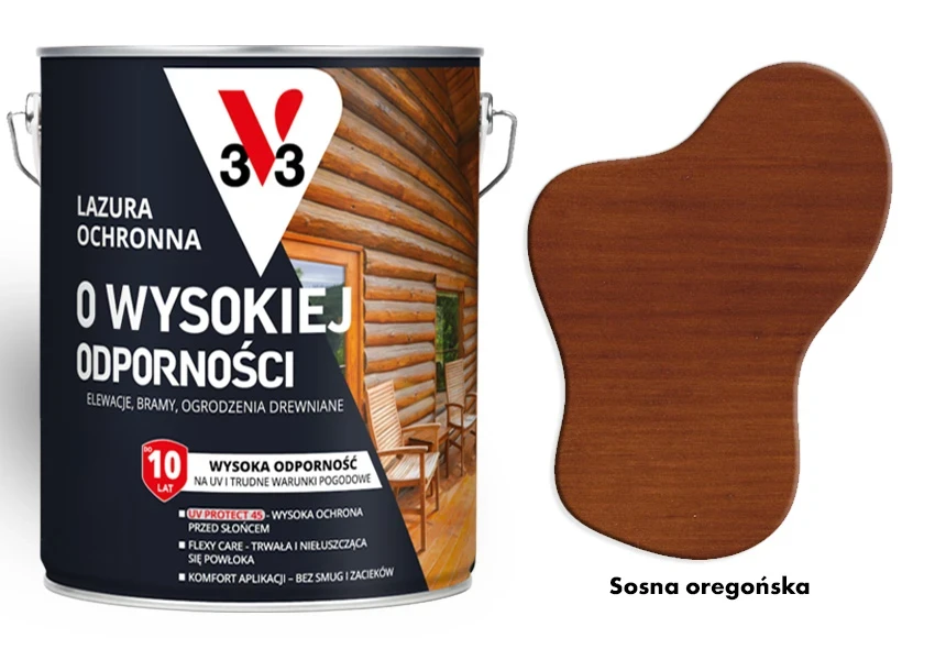 Lazura ochronna 10 lat o wysokiej odporności V33 Sosna oregońska 5L