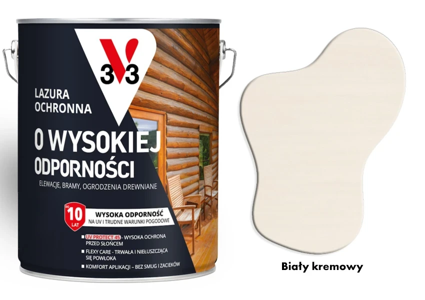 Lazura ochronna 10 lat o wysokiej odporności V33 Biały kremowy 2,5L