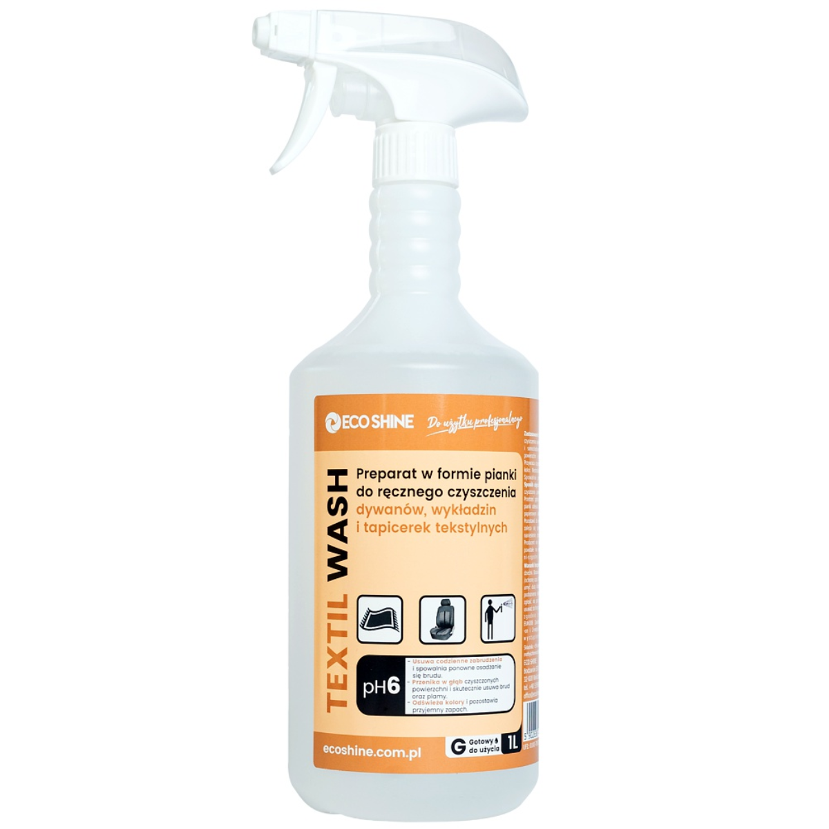 ECO SHINE TEXTIL WASH Pianka do czyszczenia tapicerki i dywanów 1L
