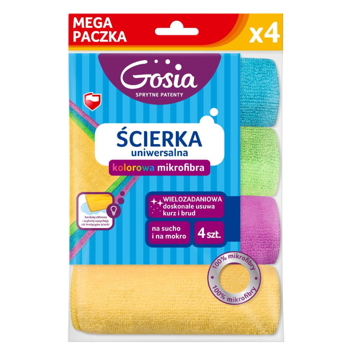 GOSIA Czteropak uniwersalnych ścierek z mikrofibry 300mm 4szt