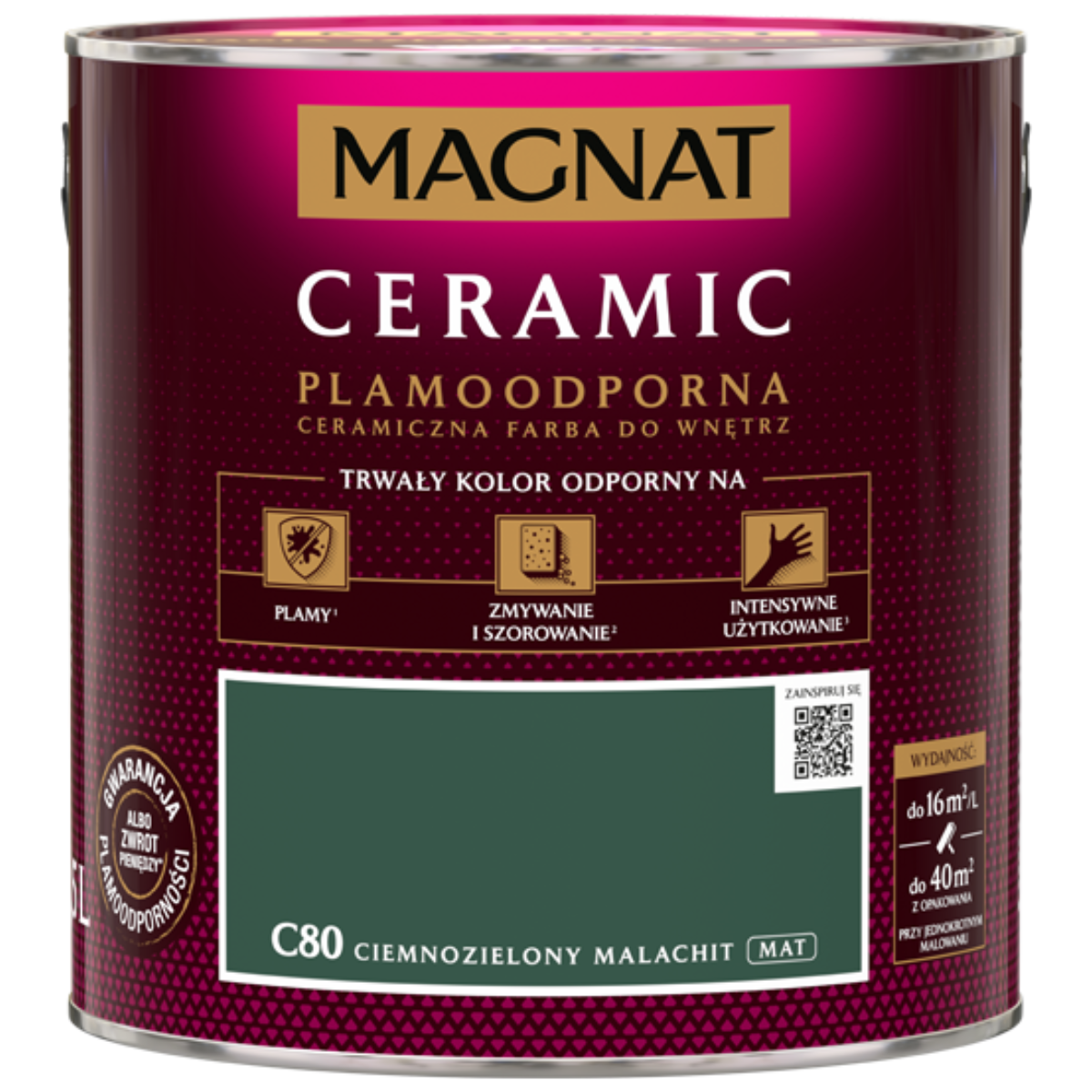 MAGNAT Ceramic Farba ceramiczna ciemnozielony malachit C80 2,5L