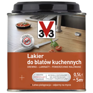 V33 Lakier do blatów kuchennych bezbarwny satyna 0,5L