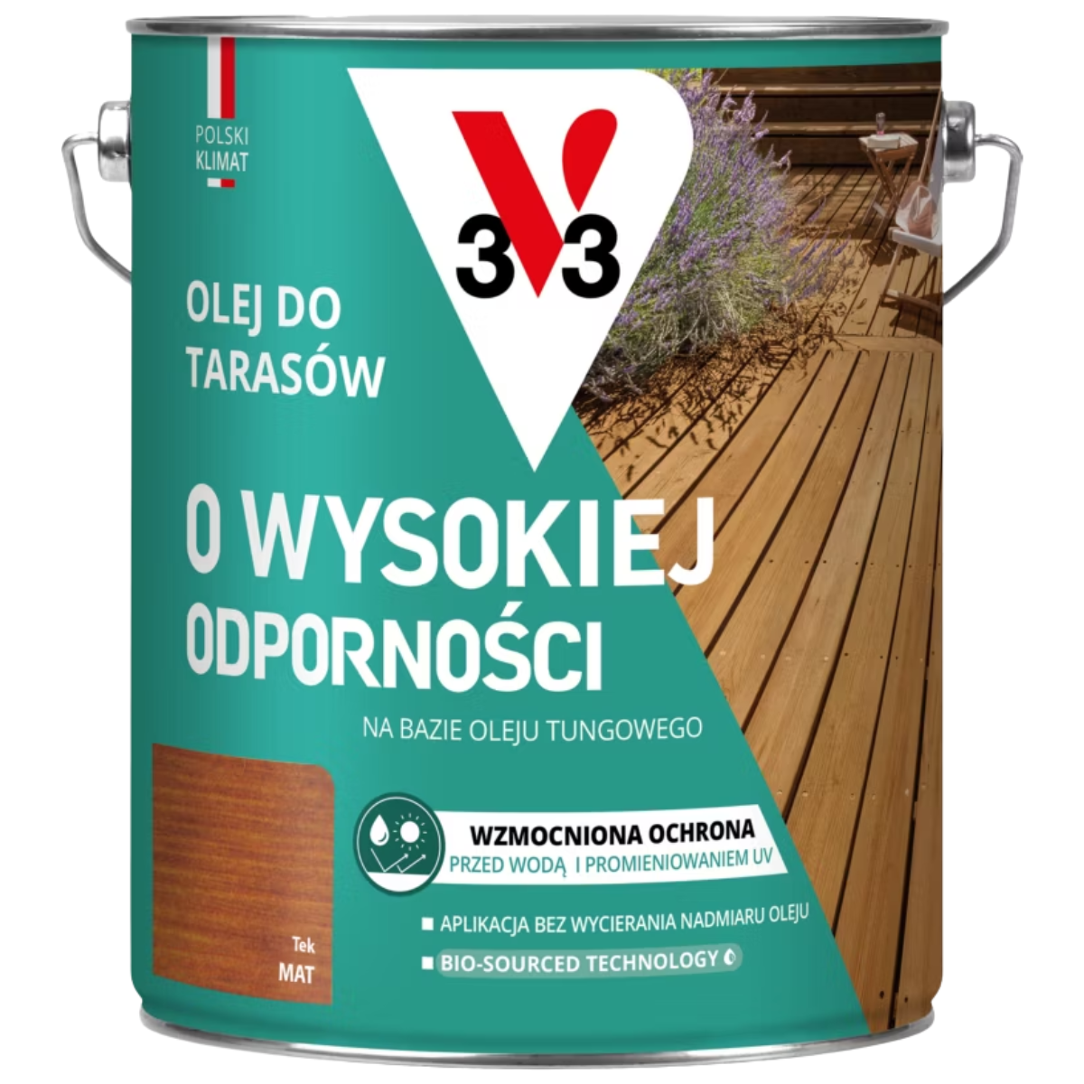 V33 Olej do tarasów o wysokiej odporności tek mat 4,5L