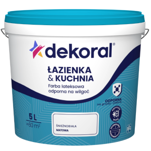 DEKORAL Farba lateksowa kuchnia & łazienka biała 5L