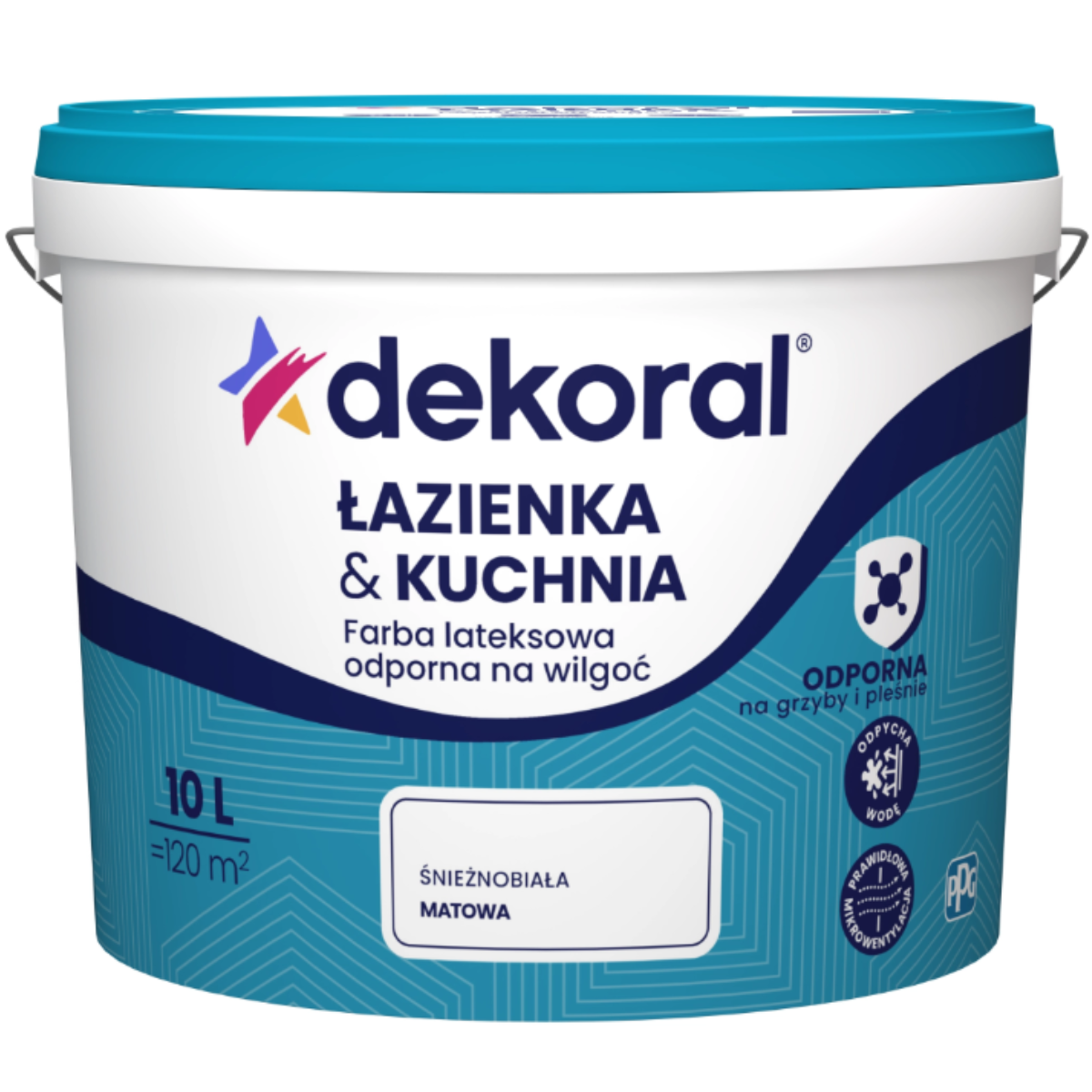 DEKORAL Farba lateksowa kuchnia & łazienka biała 10L