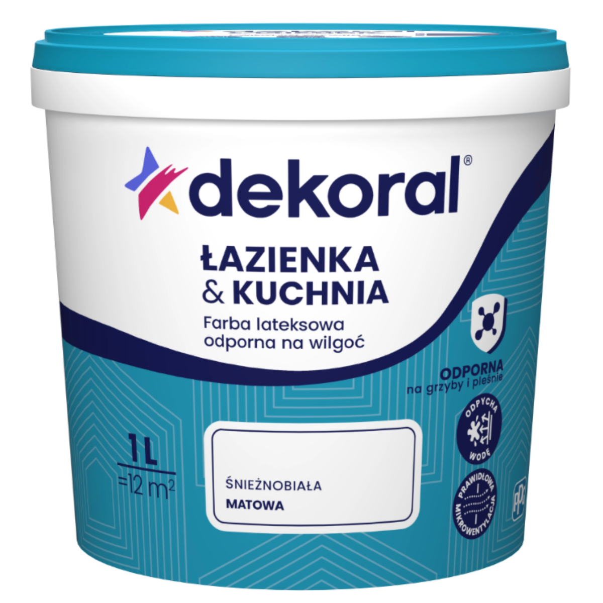 DEKORAL Farba lateksowa kuchnia & łazienka biała 1L