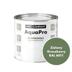 Szybkoschnąca uniwersalna emalia akrylowa Aqua Pro Zielony Groszkowy RAL 6011 0,7L