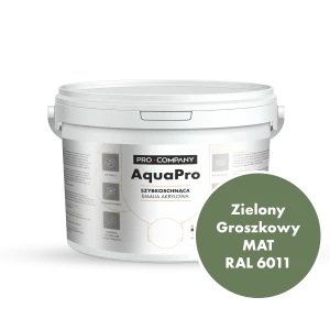 Szybkoschnąca uniwersalna emalia akrylowa Aqua Pro Zielony Groszkowy MAT RAL 6011 2,7L