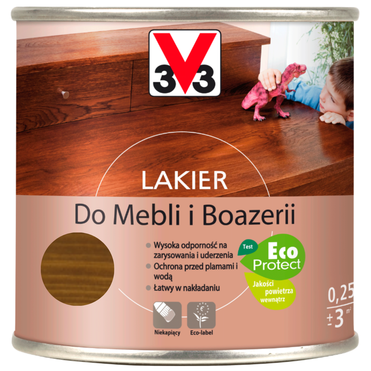 V33 Lakier do mebli i boazerii dąb rustykalny satynowy 0,5L