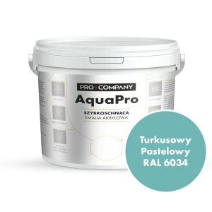 AQUA PRO Emalia Akrylowa Szybkoschnąca 10L Turkus Pastelowy RAL 6034
