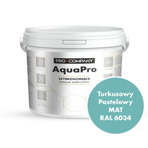 AQUA PRO Emalia Akrylowa Szybkoschnąca 10L Turkus Pastelowy RAL 6034 MAT