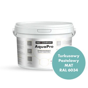 AQUA PRO Emalia Akrylowa Szybkoschnąca 3L Turkus Pastelowy RAL 6034 MAT