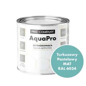 AQUA PRO Emalia Akrylowa Szybkoschnąca 0,8L Turkus Pastelowy RAL 6034 MAT