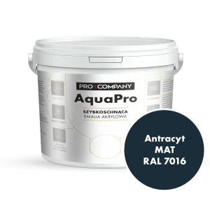 Szybkoschnąca uniwersalna emalia akrylowa Aqua Pro Antracyt MAT RAL 7016 4,5L