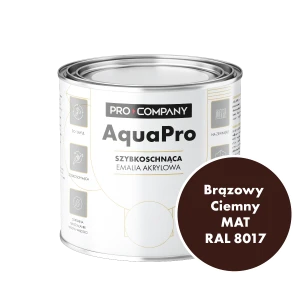 Szybkoschnąca uniwersalna emalia akrylowa Aqua Pro Brązowy Ciemny MAT RAL 8017 0,7L