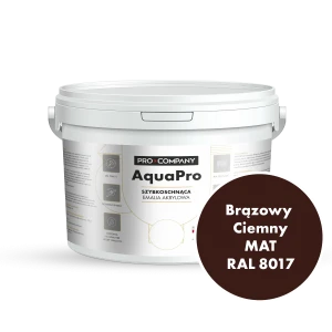 Szybkoschnąca uniwersalna emalia akrylowa Aqua Pro Brązowy Ciemny MAT RAL 8017 2,7L
