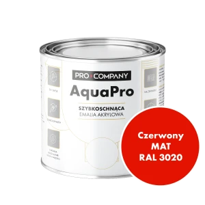 Szybkoschnąca uniwersalna emalia akrylowa Aqua Pro Czerwony MAT RAL 3020 0,7L