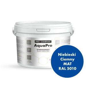 Szybkoschnąca uniwersalna emalia akrylowa Aqua Pro Niebieski Ciemny MAT RAL 5010 2,7L