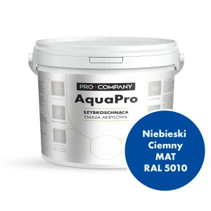 Szybkoschnąca uniwersalna emalia akrylowa Aqua Pro Niebieski Ciemny MAT RAL 5010 4,5L