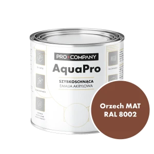 Szybkoschnąca uniwersalna emalia akrylowa Aqua Pro Orzech MAT RAL 8002 0,7L