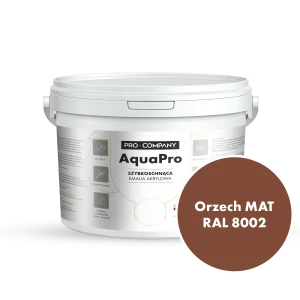 Szybkoschnąca uniwersalna emalia akrylowa Aqua Pro Orzech MAT RAL 8002 2,7L