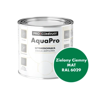 Szybkoschnąca uniwersalna emalia akrylowa Aqua Pro Zielony Ciemny MAT RAL 6029 0,7L